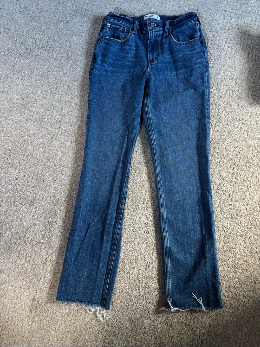 Abercrombie & Fitch Women's Dark Blue Straight-Leg Jeans